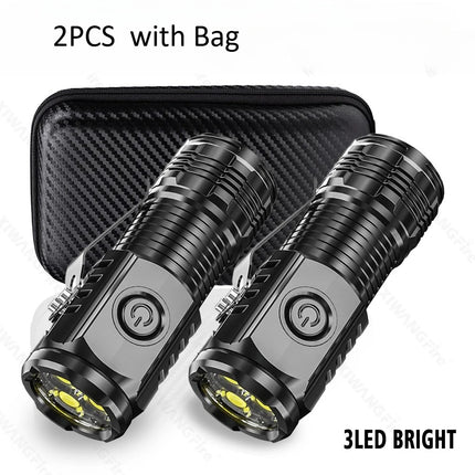 3Led Bright Mini Flashlights Rechargeable Portable Pocket Torch Light Outdoor Emergency Flash Handheld  EDC Lights w/ Pen Clip