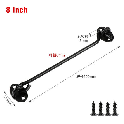 Stainless Steel Heavy Duty Privacy Hook and Eye Latch Lock with Screws Black Silver Barn Door Easy Locks Gate Latch Window Wind