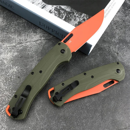 Huaao Pocket Folding Knife High Hardness Blade Satin Finish Blade G10 Material Handle Outdoor Hiking Climbing Practical Tool