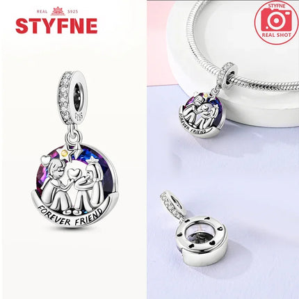 Real Silver S925 Beads Forever Friend Love Star Charms Fit Original Bracelet DIY Bead for Women Jewelry Fine Gift Original