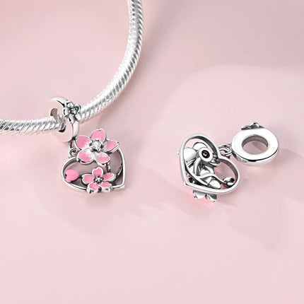 Spring Charms Beads Pendant 925 Sterling Silver Flower Butterfly Dragonfly Mushroom Charms Fit Bracelet Woman Man DIY Jewelry