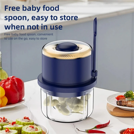 Electric Garlic Mincer & Crusher Multi-Function Vegetable & Fruit Mini Garlic Peeler 6-Blade Meat Grinder