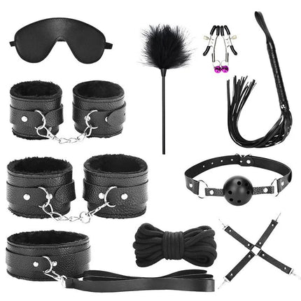 Exotic Bed Set Kits Exotic Toys Adults Games Leather Handcuffs Whip Gag Nipple Clamps Women Products