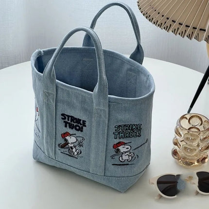 Snoopy Canvas Bag Cute Embroidered Shoulder Bag Fashion Minimalist Tote Bag Outward Handbag Exquisite Commuter Bag Christmas Gif