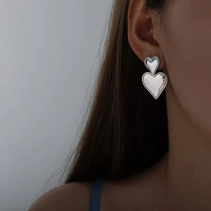 Fashionable elegant waterproof stainless steel bow heart-shaped pendant women's earrings jewelry party wedding 2025 new item