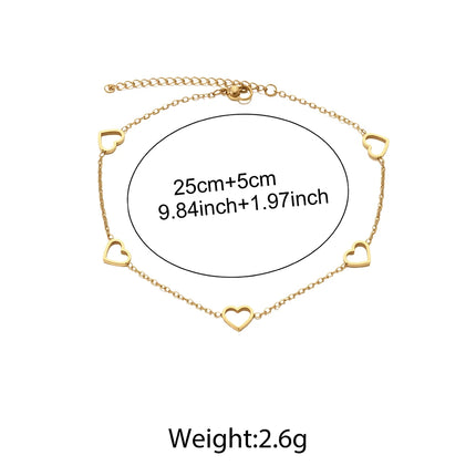 DGIDDK Stainless Steel Fashion Hollow Peach Heart Chain Female Anklet Bohemian Summer Beach Accessories Party Jewelry Gifts New