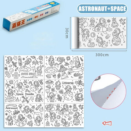 Children Drawing Roll Sticky Coloring Paper Roll DIY Painting Toy Color Filling Paper Graffiti Scroll for Kids Educational Toys