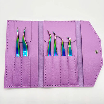 6PCS False Eyelash Tweezers Set For Fake Fan Lashes Extensions Planting Eyebrow Clip Eyelashes Tongs Makeup Nail Tools Kit