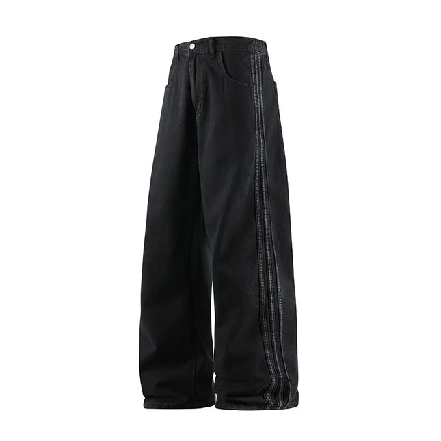 Man Pants Jeans Baggy Jeans Loose Fit Straight Leg High Street Casual Trousers For Men Spring Autumn Trendy Wide Leg