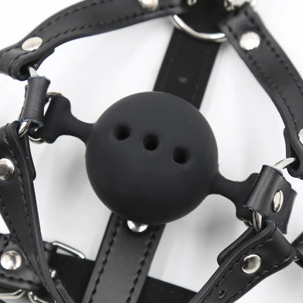 BDSM Silicone Gag Ball Head Harness with Nose Hook Restraint Mouth Gag for Adults Couple Erotic Bondage Sex Toys Adult Products