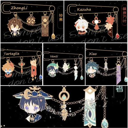 Wanderer Everlasting Lord of Arcane Wisdom Kaedehara Kazuha Venti Cosplay Pin Backpack Pendant Kawaii Accessorie Mascot Souvenir
