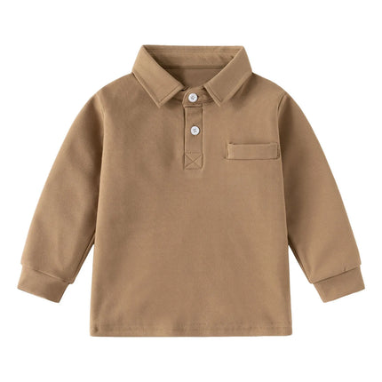 2-6 Y Spring Children Long Sleeve POLO Shirt School Uniform Turn-Down Collar Shirt Tops for Toddler Baby Boys Kids Clothes