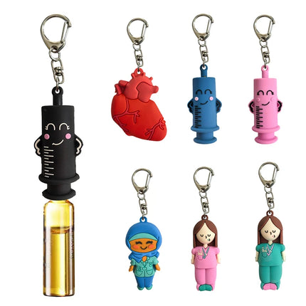 1PC Syringe-Shaped Ampoule Bottle Opener Keychain Rubber Cutter Aid Medication Vial Breaker Tool For Home Nurses And Doctors