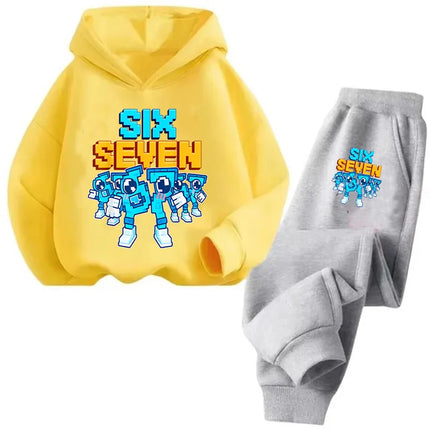 Six Seven Print Kids Hoodies Sets Italian Brainrot Steal A BrainRot Trucksuit Children's 67 Korean Sweatshirt Girls Boys Clothes