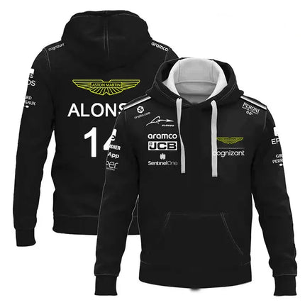 Aston Martin Fernando Alonso Men's Women's Hooded Zip-Up Sweatshirt, Essential for Racers, Spring/Summer 2026 Collection