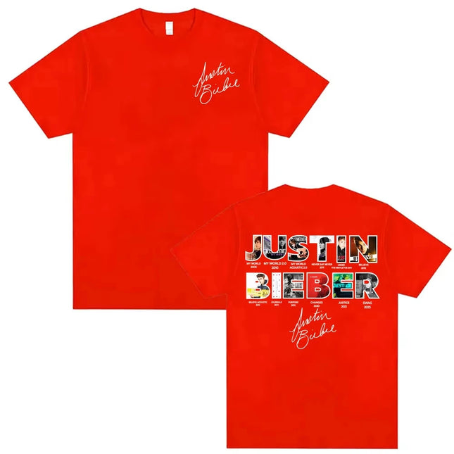 Justin Bieber New Album Cover 2025 Merch T Shirt Unisex Clothing Fashion 90s Vintage Style T-shirts Cotton Oversized T-shirt