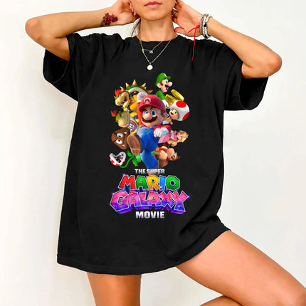 Movie The Super Mario Galaxy unisex 100%cotton family Tshirt,There are child size shirt available, 2026 New kids graphic shirt