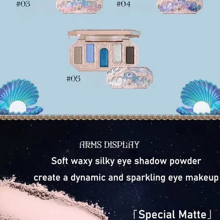 Flower Knows Moonlight Mermaid Eyeshadow Palette 8-Color Matte Shimmer Glitter Eye Makeup Cosmetics Women Beauty Eye Shadow
