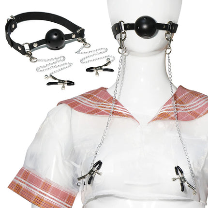 BDSM Female Nipple Clamp Mouth Gag Sex Toy Set Couple SM Slave Games Bondage Gear Collar Leash Sextoy Kit 18+ Sex Product Shops