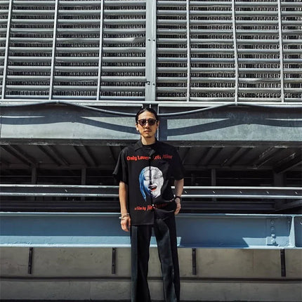 Film Character Printing Hip Hop Wacko Maria Shirt Men Women Loose High Street Top Black White Short Sleeve Shirts