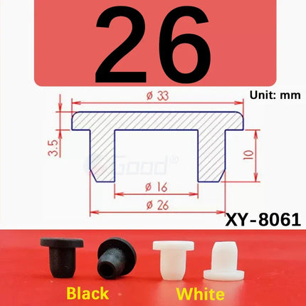 Black Silicone Rubber Hollow Stopper Plug Sealing Hole Caps Dust Plugs Pipe Tube Inserts Bungs Blanking End Cap