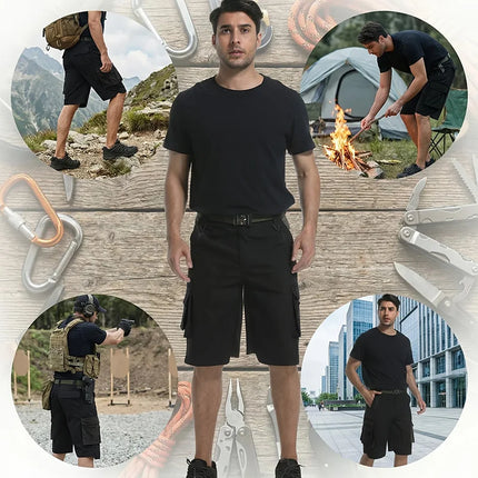 3-2-1Pcs Outdoor Training Work Shorts Men Multi-Pocket Tactical Cargo Pants Summer Thin Waterproof Quick Dry Climbing Shorts