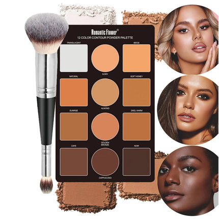 Contouring Makeup Palette for Beginners, 9 Colors Large Pro Contour Palette with Make Up Brush, Waterproof Long-Lasting Cosmetic