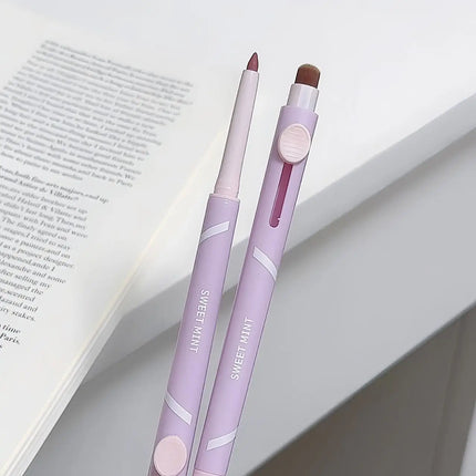 New Lip Liner Pen Matte Lipstick Pen Silver Long Lasting Lip Contouring Non Stick Lipliner Pencil Korean Makeup with Brush