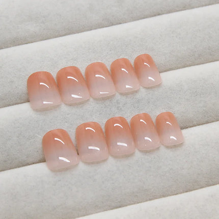 Dark Brown Flowers 24 Pcs Press-on Nails Pink Nail Polish Glossy Artificial Finger Manicure Reusable False Nails