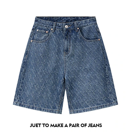 Ummer Men’s Denim Shorts Combine Classic and Fashionable Tattered Designs Straight Fit Loose Black Jeans Y2K High Street Shorts