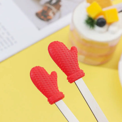 1pc Creative Silicone Stainless Steel Mini Snack Food Tongs Non-slip Handles BBQ Bread Ice Cube Clip Kitchen Accessories