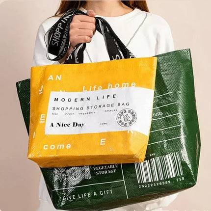 Foldable Reusable Eco Shopping Tote Bag for Women, Large Grocery Produce Bag with Pocket, Lightweight Durable Handbag
