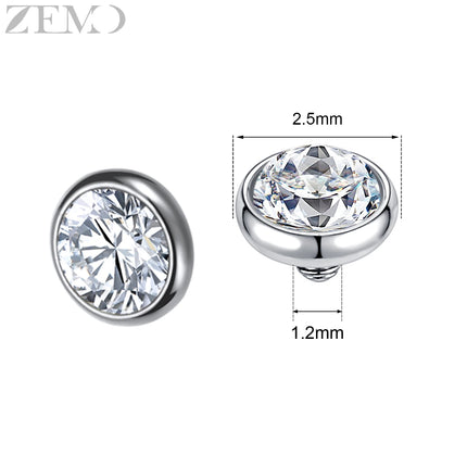 ZEMO 1 Piece 16G Stainless Steel Dermal Anchor Top 3MM/4MM Colorful CZ Crystal Micro Skin Diver Piercings Surface Body Piercing