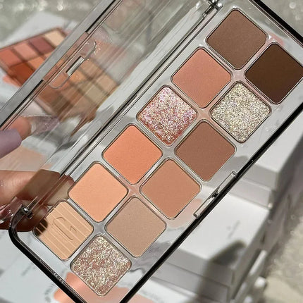 12 Colors Eye Shadow Palette Low-saturated Earth Pink Purple Eyeshadow Glitter Shimmer Matte Lying Silkworm Eye Shadow Makeup