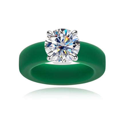 MossanRappr 3.5ct D Color Moissanite Silicone Ring 925 Sterling Silver Solitaire Engagement Ring for Women Rubber Wedding Bands