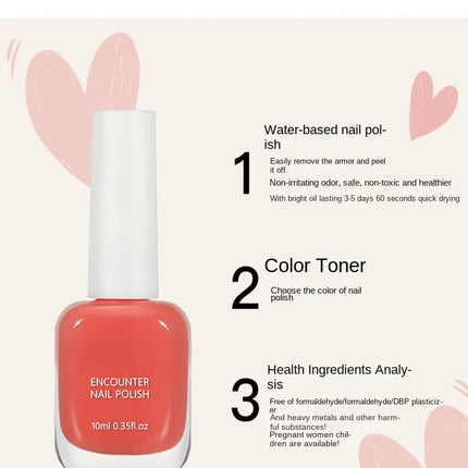 10ml Pink Water-based Nail Polish Long Lasting Tearable Quick Dry No Bake Semi-permanent Varnish DIY Fashion Manicure 6 Color