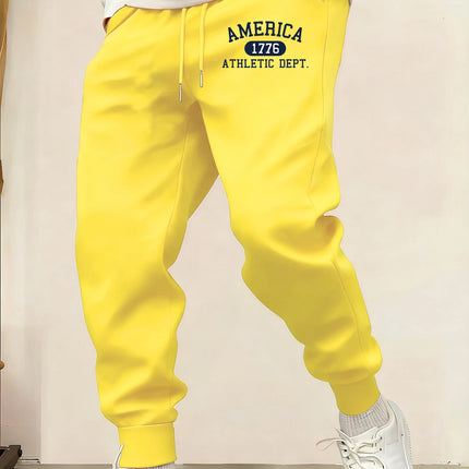 America Athletic Dept Printed Men Sweatpant Casual Pant Fashion Warm Britches Trendy Street Unisex Pants Autumn Fleece Trousers
