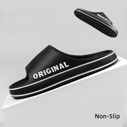Feslishoet Women's Letter Slippers, Beach Slides, Solid Color Men's Thick Sole Indoor Bathroom Anti-Slip Shoes, Summer Couple Sandals