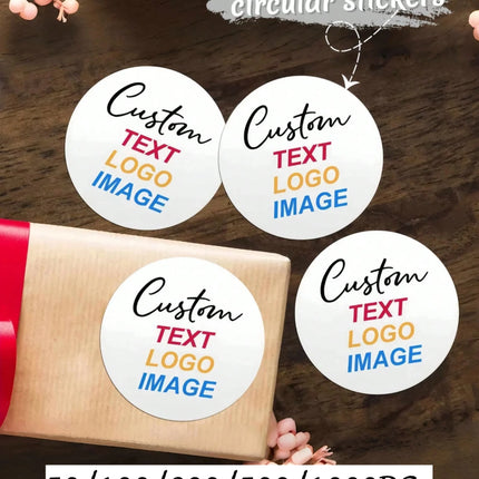 3-8CM Customized Round Stickers –50-1000PCs  Personalized Logo/Text/Image, Thank You Labels for Weddings, Biz, Gifts