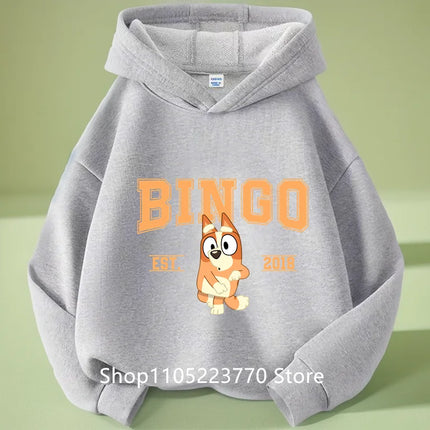 Kids Bluey Themed Hoodie Warm Fleece Lined Sweatshirt Autumn Winter Casual Pullover for Boys Girls