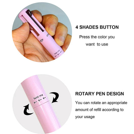 4 in 1 Long-lasting Vegan Makeup Pen Face Eye Makeup Beauty Pencil Eyebrow Eyeliner Lip Liner Highlighter Pen