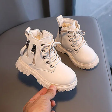 2025 Spring Autumn Winter Ankle Boots Light Girl Platform Shoes Burgundy Beige Black Boys Short Boots Super Cozy Shoes