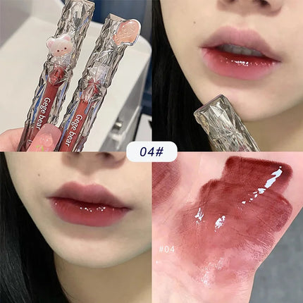 Gege Bear Crystal Mirror Water Lip Gloss Hydrating and Ultra-Moisturizing High Shine Glossy Lip Tint for Fuller Lips