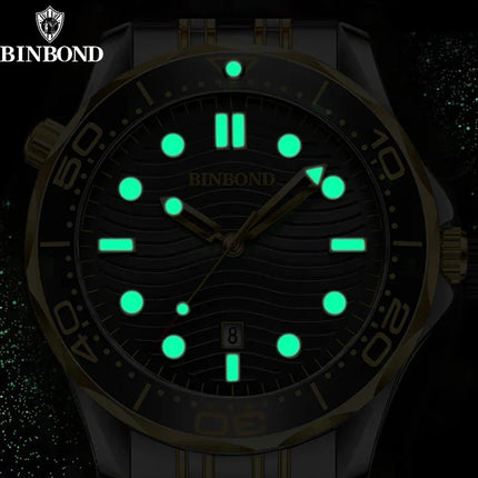BINBOND Casual Fashion Ultra-thin Seahorse Series Quartz Men's Watch Date Waterproof Luminous Sports Business Men's Wristwatch