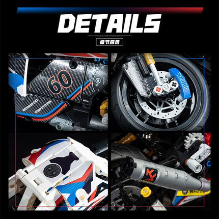 M1000 RR Motorcycle Building Blocks 649PCS 1:8 Scale Technical Racing Motorbike Model Kit for Adults Gift