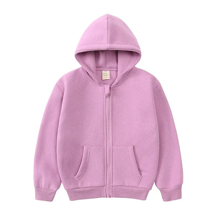 1-10Years Kids Baby Boys Girls Clothes Toddler Fleece Hoodie Winter Sweatshirt Tops Outfits Children Solid Zipper Coat Clothing