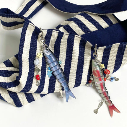 Fish Keychain Bionic fish bait keychain, ocean small fish multi-section fish Luya bag pendant cross-border
