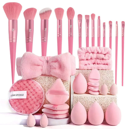 40pc Beauty Tool Combo Set - Complete Face Washing And Makeup Tools Kit
