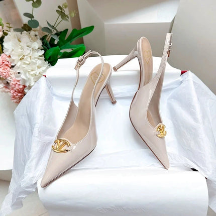 Women's pointed high-heeled sandals for women's summer 2025 new style pointed high-heeled shoes with metal buckle single shoes