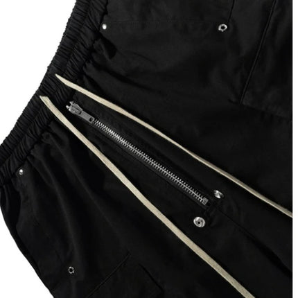 Mens Cargo Shorts Dark Drawstring Multi Pocket Shorts Harajuku Unisex Loose Fit Five Length Straight Leg Casual Streetwear New